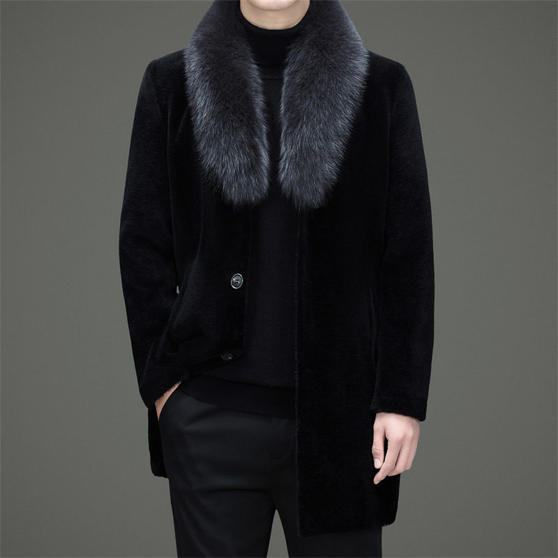 泽yp新款狐狸大毛领羽绒内里男士100%羊毛大衣冬季中年休闲皮草外,男装,毛呢大衣,淘宝优惠券,粉丝福利购,淘宝优惠卷