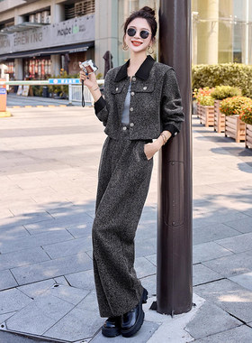 泽yp时尚套装女2025秋冬气质百搭外套阔腿裤两件套YH99905通勤风