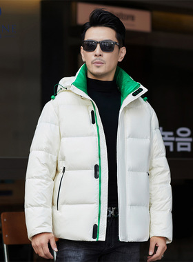 泽yp冬季拼色格子连帽可拆男士服90鸭绒夹克保暖羽绒外套2024年秋