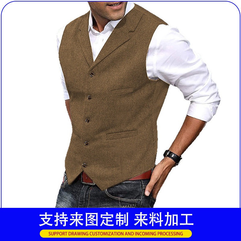 泽yp爆卖现货男士西装时尚英伦人字纹新郎婚礼礼服修身马甲背心