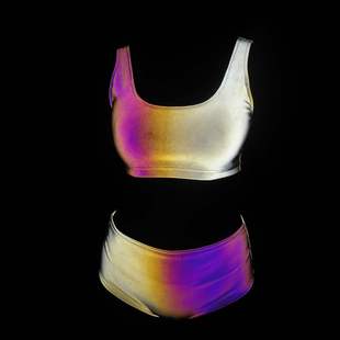 欧美跨境泳衣T 泽优品Bikini2024彩色反光性感比基尼女士分体泳装