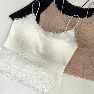 2026春夏季 蕾丝抹胸吊带外穿高级感内搭固定杯透气美背吊带背心女