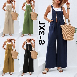 纯色休闲背带长裤 亚马逊热销 爆款 欧美女装 独立站