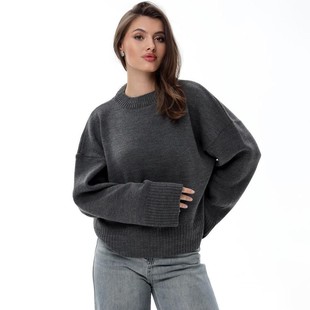 甜美圆领套头宽松纯色长袖 新款 百搭针织毛衣女 冬季 欧美风针织衫