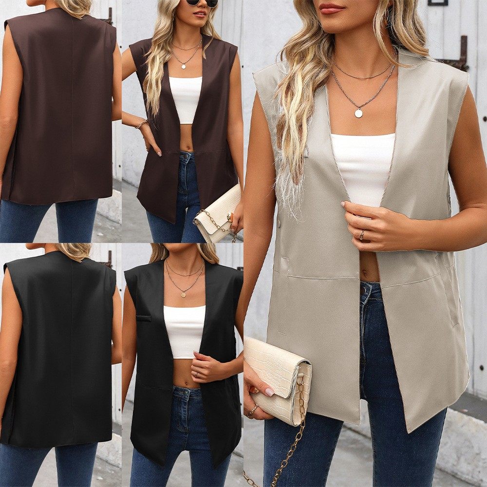 欧美跨境亚马逊新款皮马甲坎肩女夏款时尚潮流无袖背心,个性定制/设计服务/DIY,连衣裙加工定制,淘宝优惠券,粉丝福利购,淘宝优惠卷