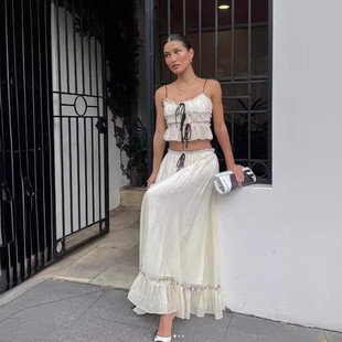 吊带蝴蝶结甜美上衣褶皱仙女半身裙套装 夏季 女装 速卖通新款