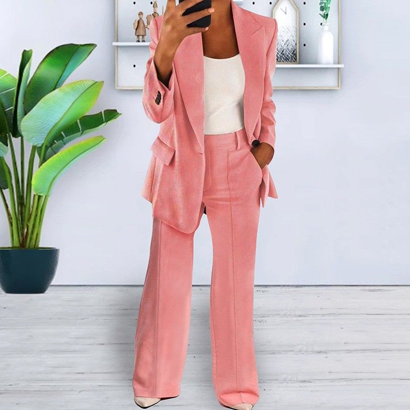 跨境秋冬新款欧美时尚翻领修身开衫气质西装外套 裤子 套装女,个性定制/设计服务/DIY,连衣裙加工定制,淘宝优惠券,粉丝福利购,淘宝优惠卷