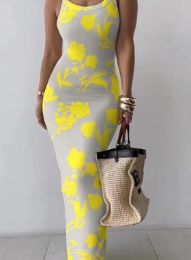 爆款夏季新款跨境亚马逊速卖通热销白色吊带修身紧身长裙