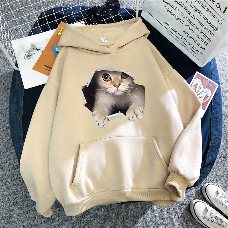 跨境秋冬印花连帽女卫衣美式印花休闲百搭加绒加厚潮流外套