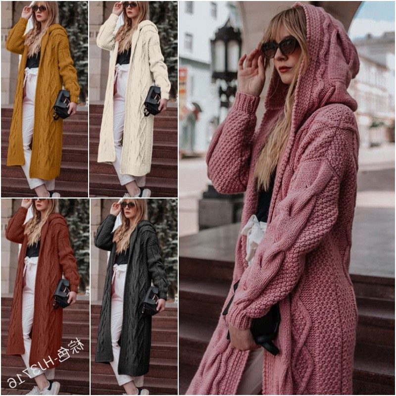 外贸新款欧美秋冬热销纯色连帽长款宽松开衫毛衣麻花针织衫女,个性定制/设计服务/DIY,连衣裙加工定制,淘宝优惠券,粉丝福利购,淘宝优惠卷