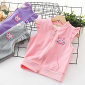 卡通百搭无帽宝宝背心飞袖 新款 女童马甲纯棉 春装 儿童马甲春秋韩版