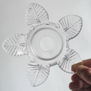 客厅大厅主灯水晶吊灯配件大全透明金黄色五叶玻璃碟装饰挂件定制