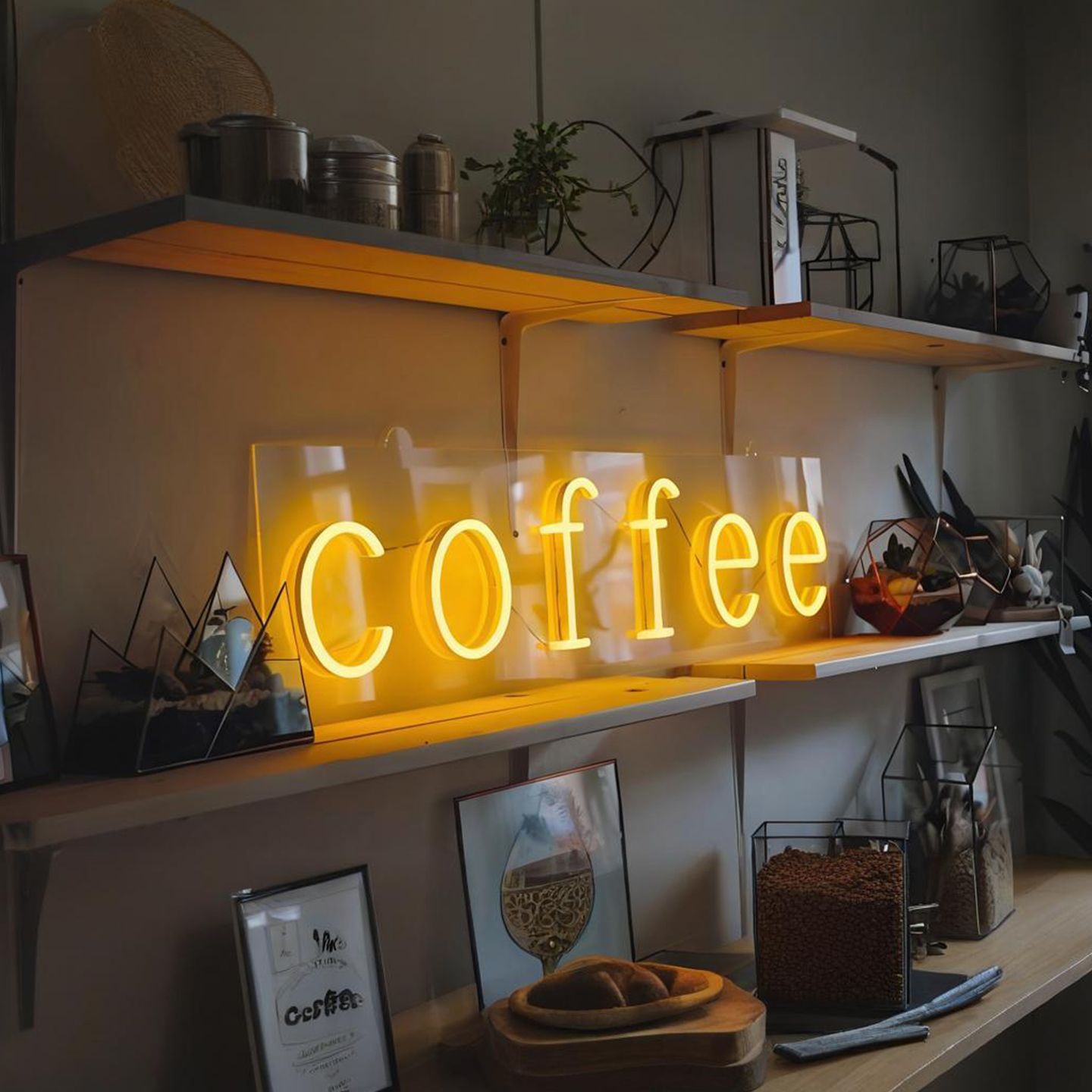 咖啡厅灯牌Cafe装饰灯Coffee咖啡店LED霓虹灯招牌发光字氛围定制