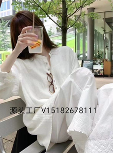 襯衣 設計感小眾防曬薄外套清冷感長袖 棉麻白色襯衫 女夏秋2024新款