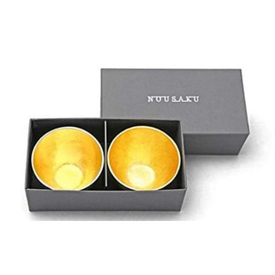 日本原装 能作Nousaku纯锡镀金箔小酒杯2件套锡器酒具礼盒