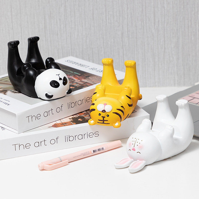 兔子老虎手机架座摆件懒人支架可爱丑萌创意桌面办公桌装饰客厅