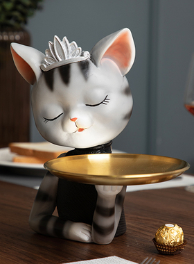 慧心巧聚摆件猫咪公主糖果零食盘钥匙收纳玄关小摆设家居饰品礼物