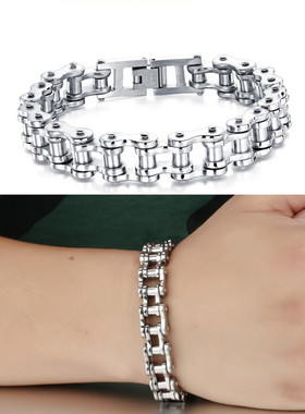 单车链手链钛钢机车链条朋克潮流