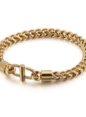 跨境欧美街头潮流创意不锈钢龙骨链男生手链简约嘻哈百搭学生手饰