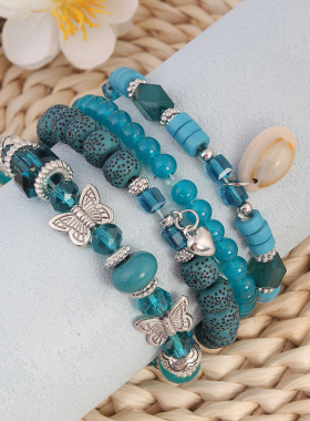 Girl Bracelets Jewelry Gifts多层手串贝壳爱心蝴蝶多色手链饰品