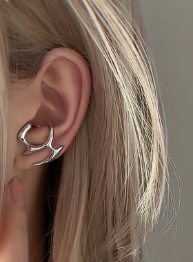 Women Ear Clips网红镂空耳钉冷淡风ins独特小众设计金属耳饰耳环