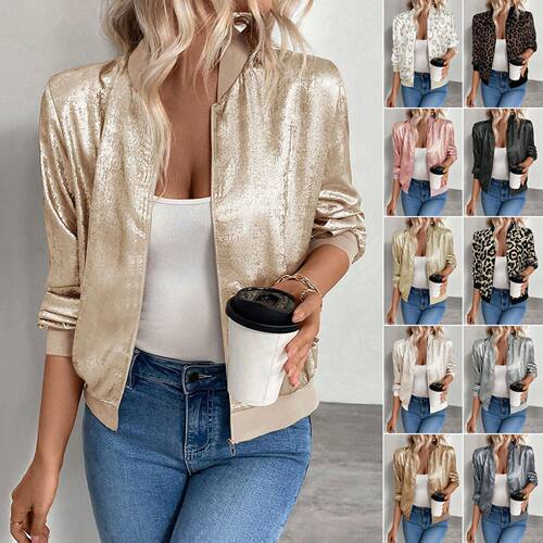 Women Jacket Coats欧美春秋拼接薄款时尚外套修身显瘦夹克上衣
