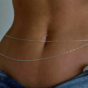 女 性感身体链双层金属双层不对称腰链夏季 Body Chain欧美饰品时尚