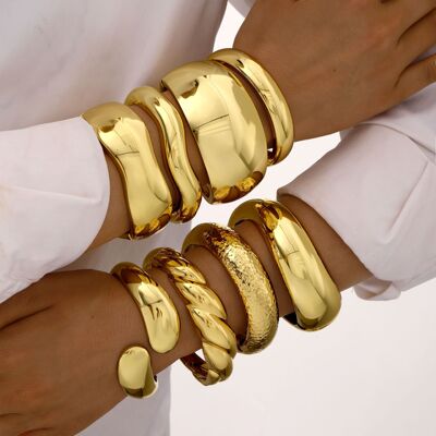 Women Bangle Bracelet Jewelry欧美宽边手镯光面手环高端轻奢镯