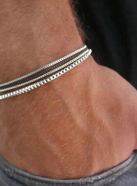 4pcs Bracelet Hand Chains不锈钢链条手链个性复古手链4件套装