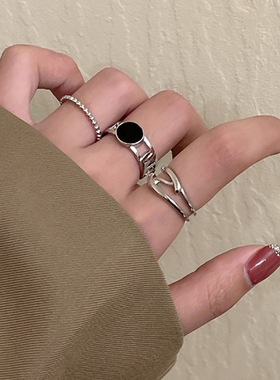 3pcs Women Rings冷淡风戒指女ins风3件套食指戒时尚个性新潮指环