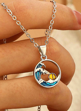 Women Necklace Choker Gifts Jewelry高级感锁骨链水滴吊坠项链