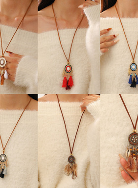 Women Necklace Choker Gifts Jewelry Earring个性流苏项链耳环