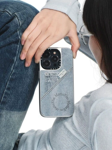 Совместимый чехол для телефона, минималистичная модная элитная джинсовая защитная защитная сумка, Южная Корея, iphone, 14/13, зеркальный эффект, защита при падении