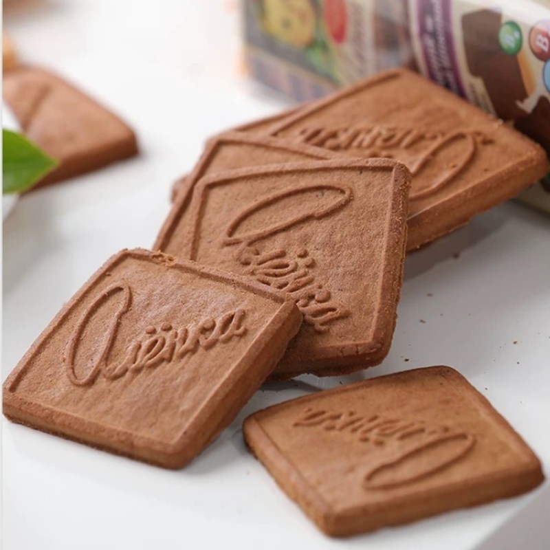 俄罗斯进口爱莲巧酥性饼干大头娃娃牛奶巧克力味零食品袋装190g