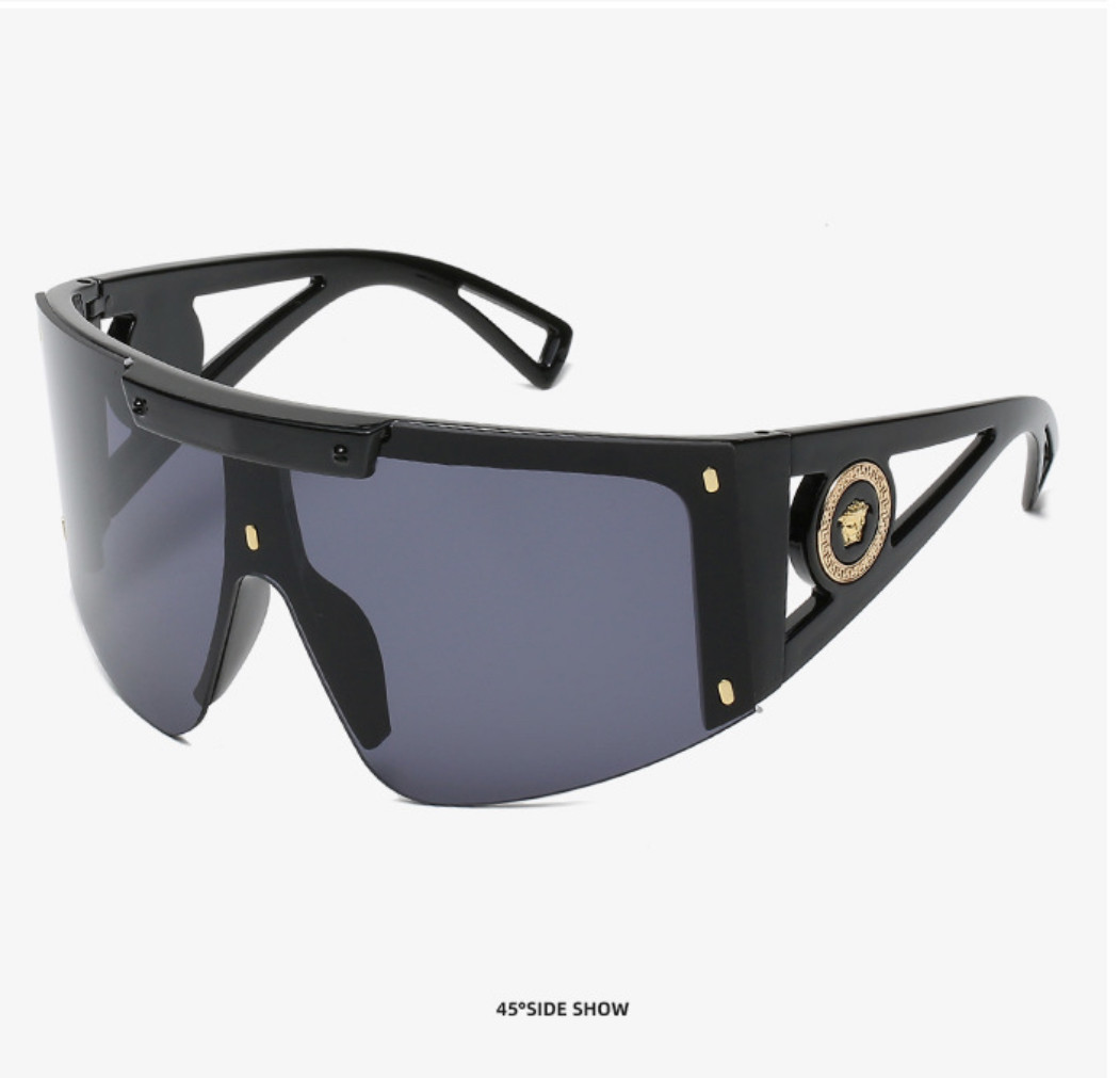 新款欧美时尚大框连体人头太阳镜面罩一体眼镜个性防风运动墨镜