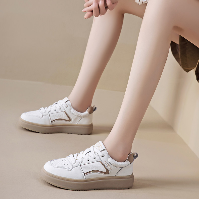 真皮小白鞋女2026春款时尚百搭平底休闲单鞋学生运动板鞋潮,女鞋,休闲板鞋,淘宝优惠券,粉丝福利购,淘宝优惠卷