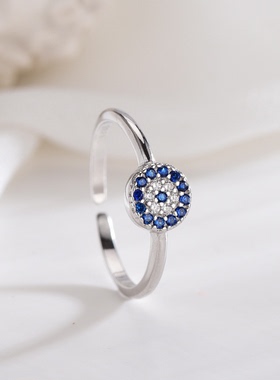 恶魔之眼微镶钻日韩风锆石戒指