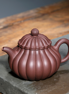 宜兴紫砂壶茶壶收藏级手工茶具名家吴竹霞紫泥大容量520CC菊潘壶