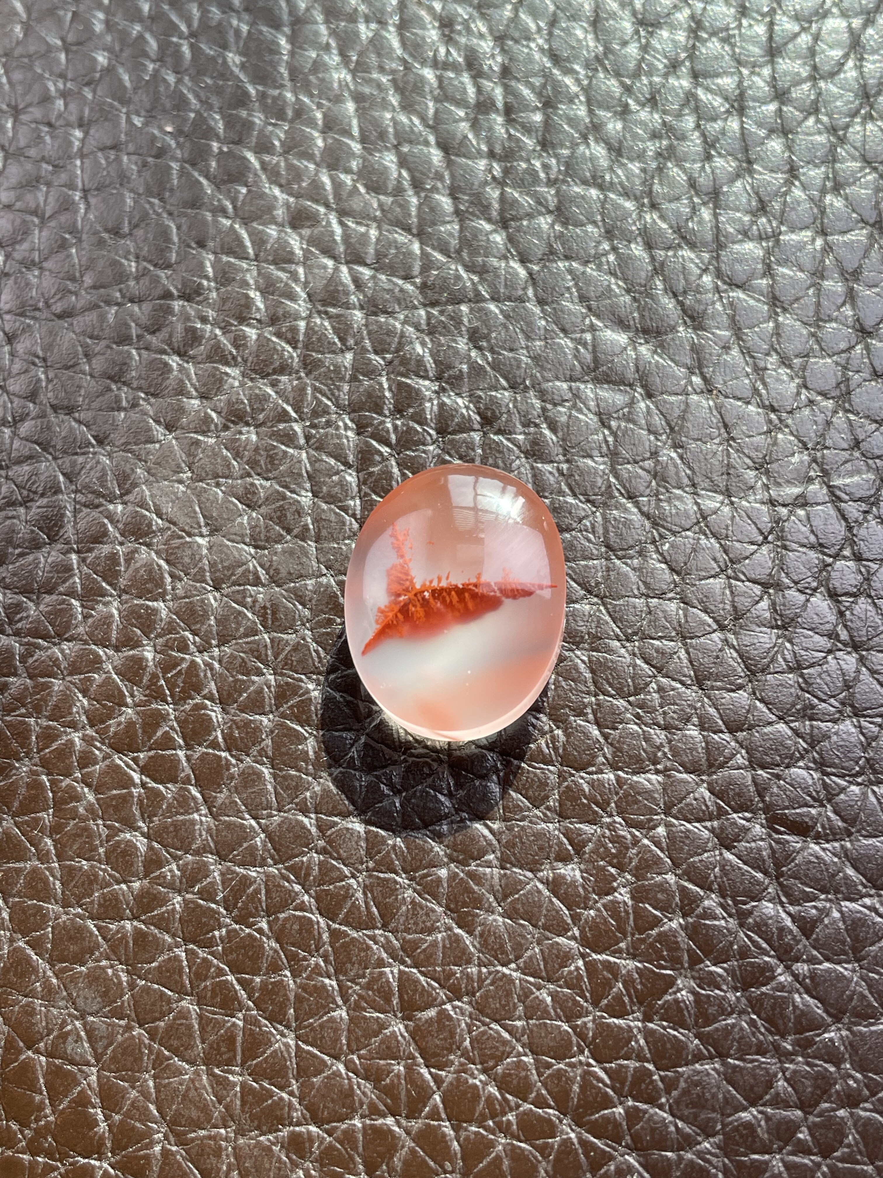南红原矿冰粉草花蛋面祼石吊坠