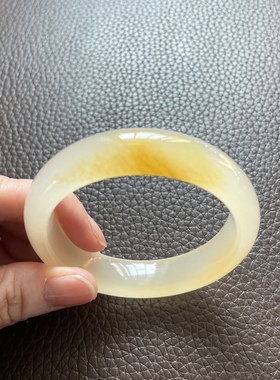 金丝玉戈壁滩籽料俏黄色52圈手镯