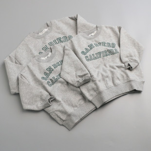 55棉灰色男女童加绒卫衣 160 秋冬儿童洋气圆领薄绒舒适外套90