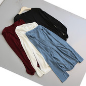 罩衫 T恤夏女松弛感清凉透感薄款 空调衣垂感上衣 弹力圆领长袖 很薄