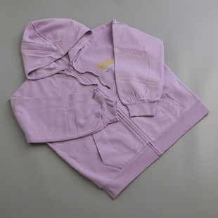 香芋紫女士加绒连帽卫衣秋冬春三季薄绒大码拉链外套长袖落肩上衣