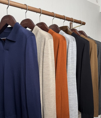 必入款！海鸥领长袖体恤，国际品牌代工精纺羊毛18针工艺简约百搭