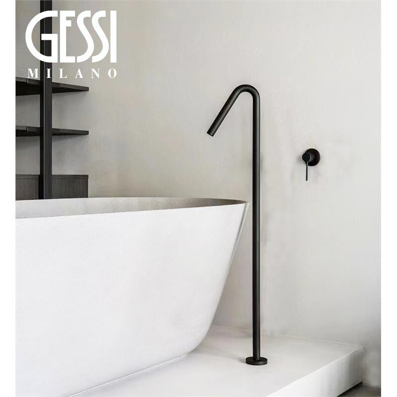 意大利GESSI捷仕极简落地式浴缸水龙头全铜冷热水独立式缸边花洒