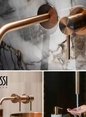 意大利GESSI枪灰色暗装面盆龙头入墙式全铜嵌入式冷热预埋水龙头