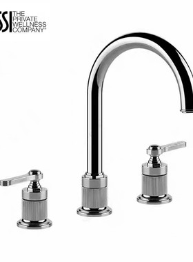 意大利捷仕GESSI全铜双把三孔冷热面盆水龙头枪灰色欧式分体龙头