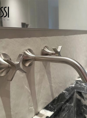 意大利GESSI水龙头暗装面盆简约枪灰色嵌入捷仕艺术三孔暗装龙头