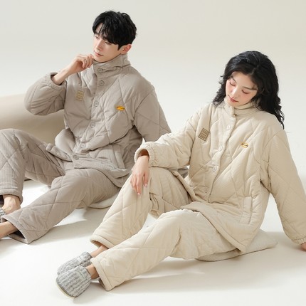 【三层加厚夹棉】情侣睡衣女秋冬季加绒珊瑚绒保暖男可外穿家居服