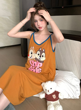 2024新款睡裙女夏季薄款莫代尔吊带女夏款宽松休闲女士凉感家居服